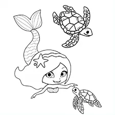 Mermaid & Turtles Printable Black & White
