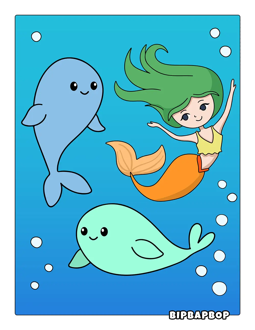 Mermaid & Whales Printable