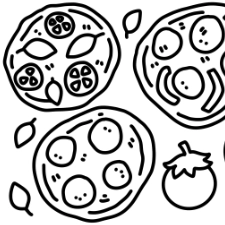 Mini Pizzas Coloring Page