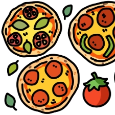 Mini Pizzas Coloring Page