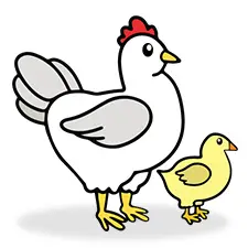 Mommy & Baby Chicken Coloring Page
