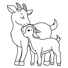 Mommy & Baby Goat Coloring Page