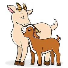 Mommy & Baby Goat Coloring Page Color