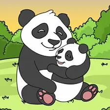 Mommy & Baby Panda Coloring Page