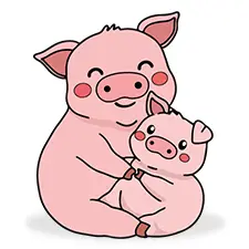 Mommy and Baby Pig Coloring Page