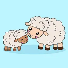 Mommy & Baby Sheep Coloring Page