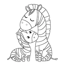Mommy & Baby Zebra Coloring Page Black & White
