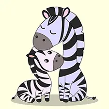 Mommy & Baby Zebra Coloring Page Color