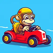 Monkey Car Driver Coloring Page