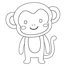 Standing Monkey Printable Black & White