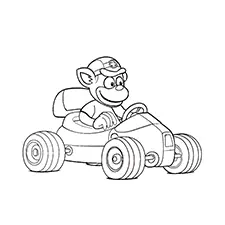 Monkey Driving Car Coloring Page Black & White