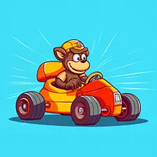 Monkey Driving Car Coloring Page