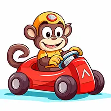 Monkey Driving Racing Car Coloring Page