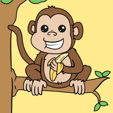 Monkey Eating Banana Coloring Page
