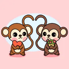 Monkey Lovers Coloring Page