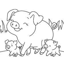 Mother Pig With Her Piglets Coloring Page