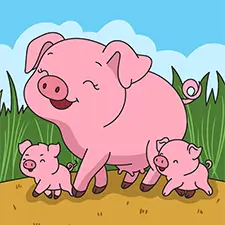 Mother Pig With Her Piglets Coloring Page