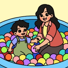 Mother's Day Ballpit Coloring Page