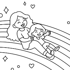 Mother's Day Rainbow Slide Coloring Page