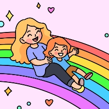 Mother's Day Rainbow Slide Coloring Page