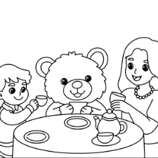 Mother's Day Teatime Coloring Page