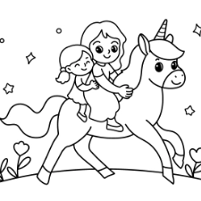 Mother's Day Unicorn Ride Coloring Page