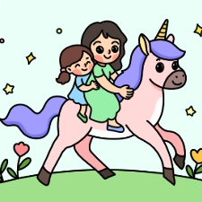 Mother's Day Unicorn Ride Coloring Page