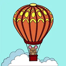 Tiny Mouse In A Hot Air Balloon  Coloring Page
