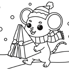 Mouse With Cheese Gift Coloring Page