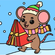 Mouse With Cheese Gift Coloring Page