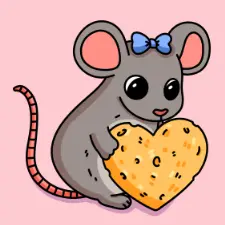 Mouse With Heart Cheese Coloring Page