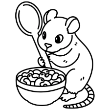Mouse With Mac N Cheese Coloring Page