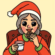 Mrs. Claus With Milk And Cookies Coloring Page