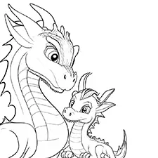 Mummy & Baby Dragon Coloring Page