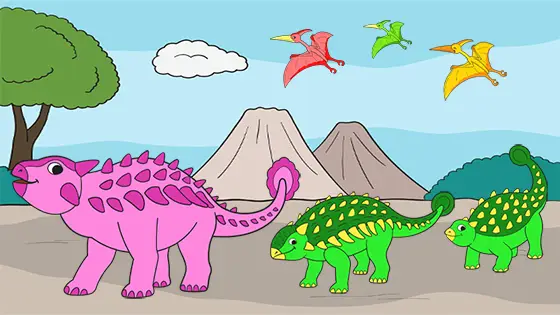Mummy & Baby Ankylosaurus Coloring Page
