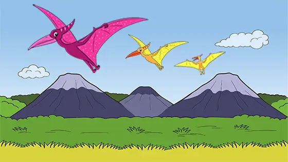Mummy & Baby Pterodactyl Coloring Page Color