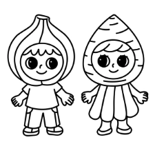 Onion & Carrot Kid Coloring Page