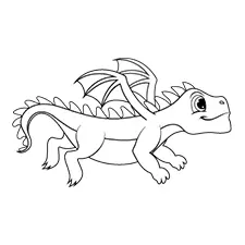 Orange Flying Dragon Coloring Page Black & White