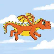 Orange Flying Dragon Coloring Page