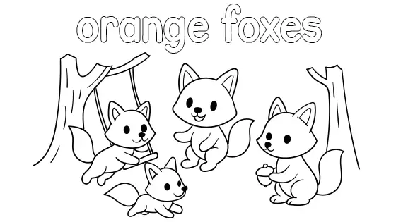 Orange Foxes Coloring Page
