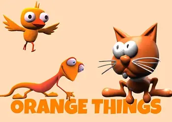 Orange Things - An orange bird and an orange lizard