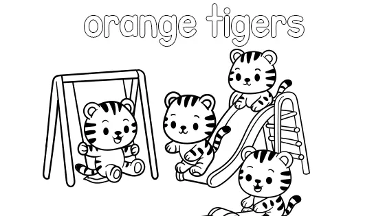 Orange Tigers Coloring Page