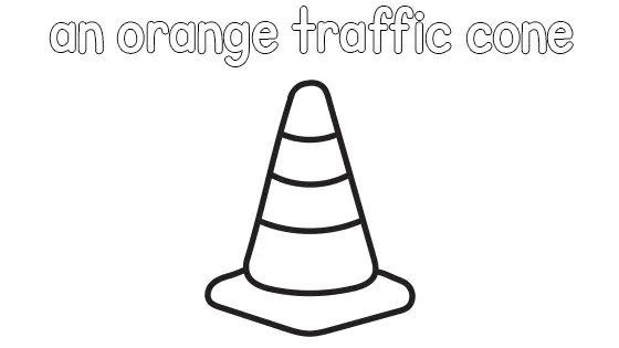 An Orange Traffic Cone Coloring Page