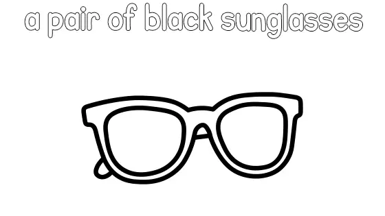 A Pair of Black Sunglasses Coloring Page
