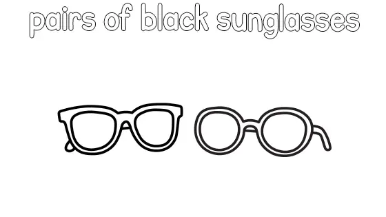 Pairs of Black Sunglasses Coloring Page