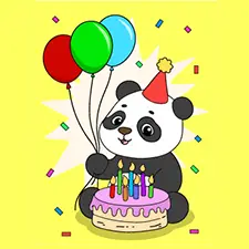 Panda With Birthday Cake Coloring Page