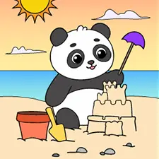 Panda Building A Sand Castle Coloring Page
