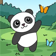 Panda With Butterflies Coloring Page