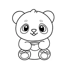 Panda Drinking Coffee Coloring Page Black & White