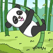 Panda Hanging On A Bamboo Coloring Page